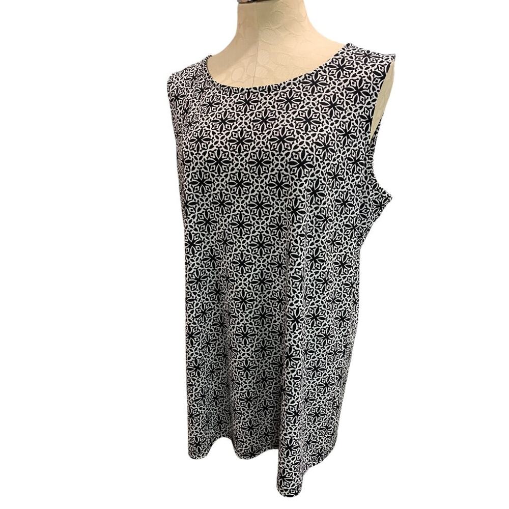 1X Talbots Woman Black White Print Tank Sleeveless Shirt